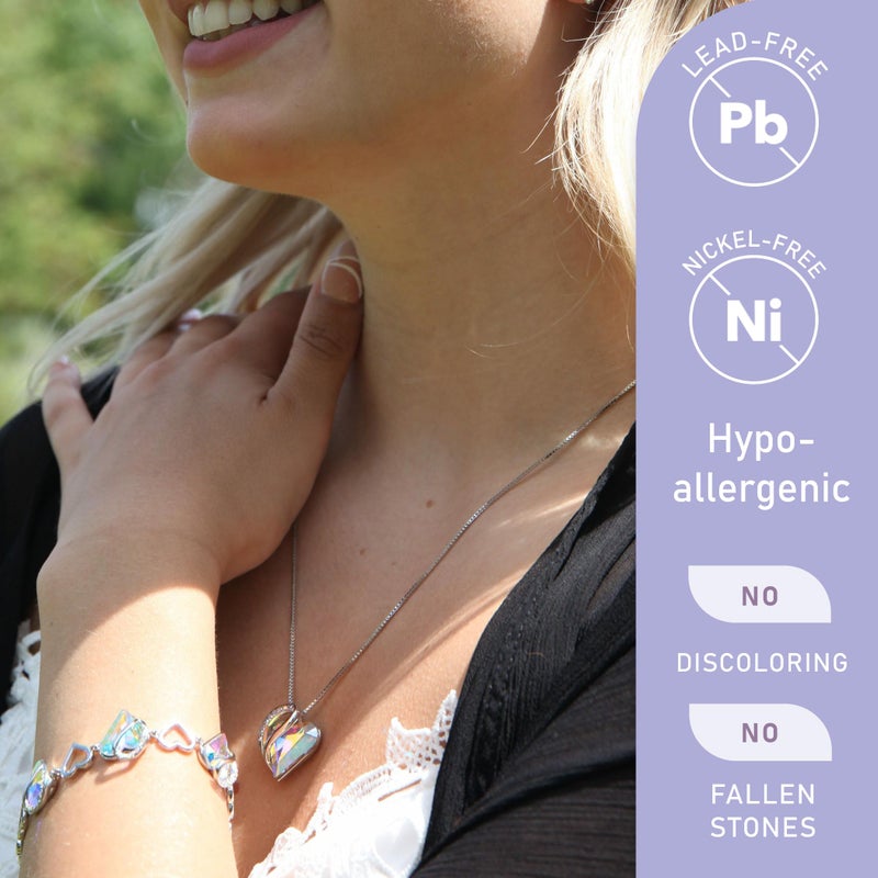 Leafael Valentine's Day Gift Necklaces for Women, Infinity Love Bithstone Heart Pendant with Opal White Crystal for April, Birthday Jewelry for Her, Mom, and Wife, Silver Plated, 18" + 2" Chain - Image 2